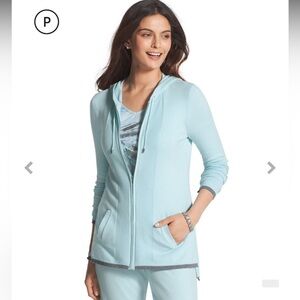 CHICO’S Zenergy Petite Cotton Cashmere Sweater Jacket baby blue women’s size M
